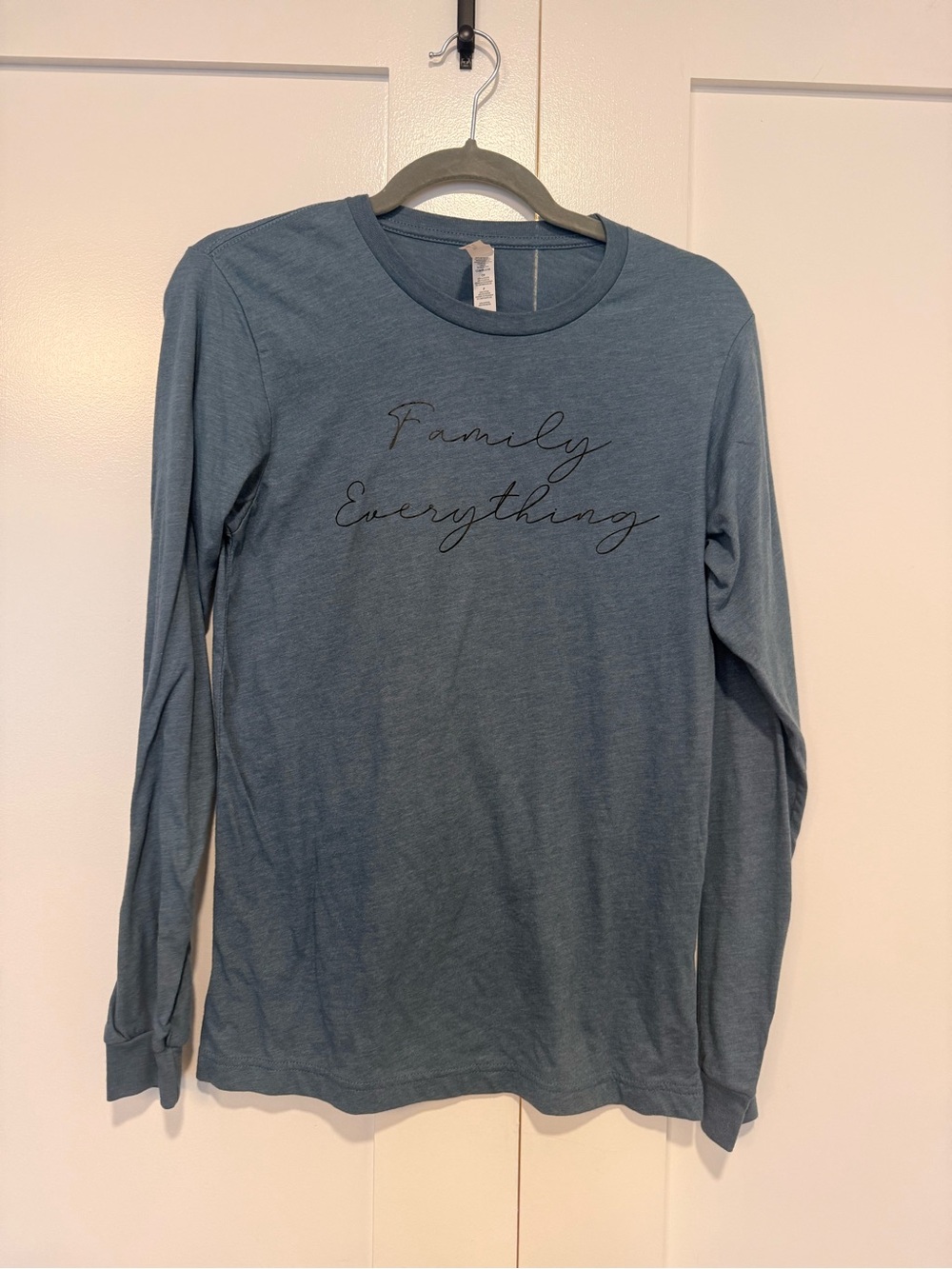 Family Over Everything Long Sleeve Tee - Slate Blue